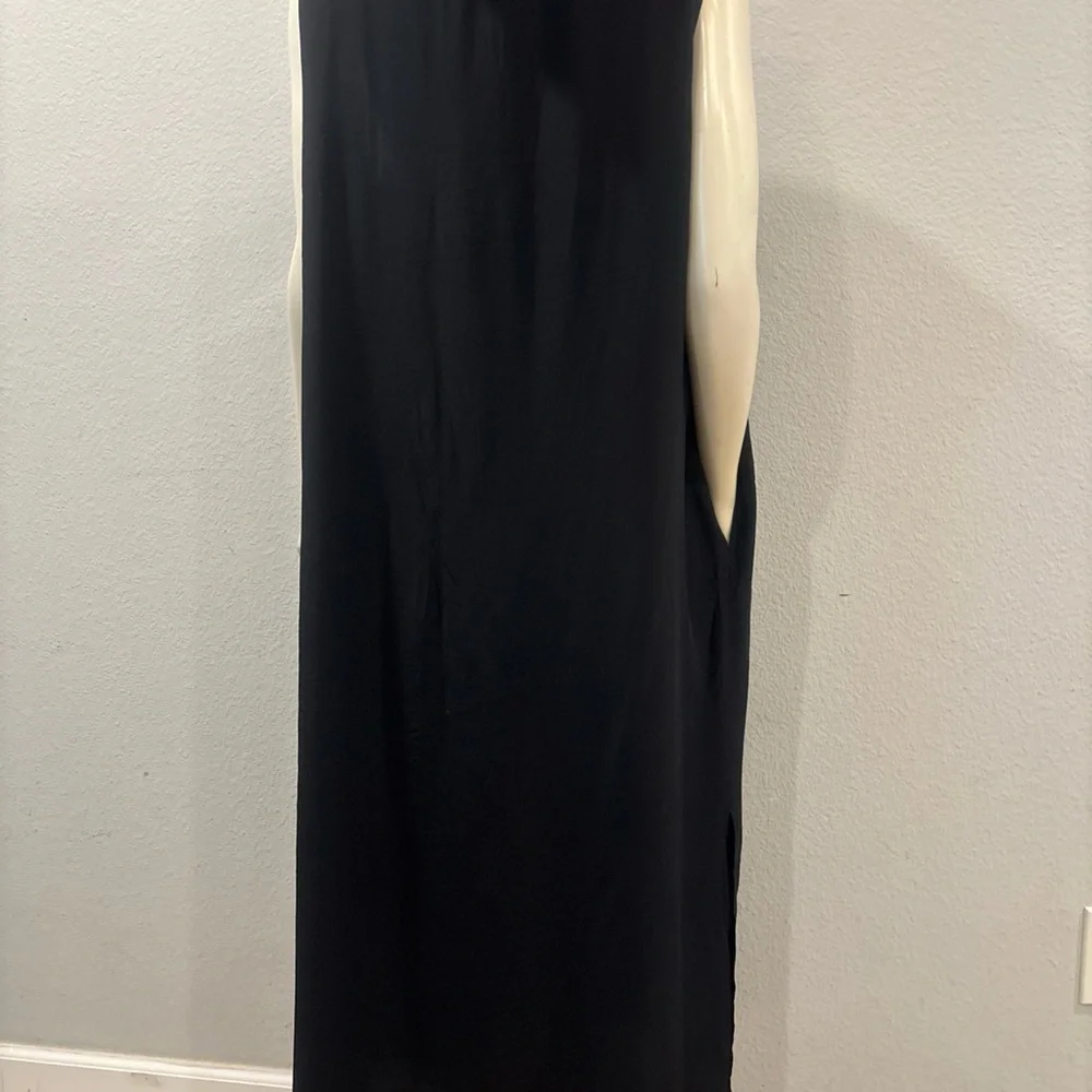 Diane von Furstenberg Vintage Y2K Minimalist Maxi Dress Silk Black Womens 1X - Picture 5 of 9